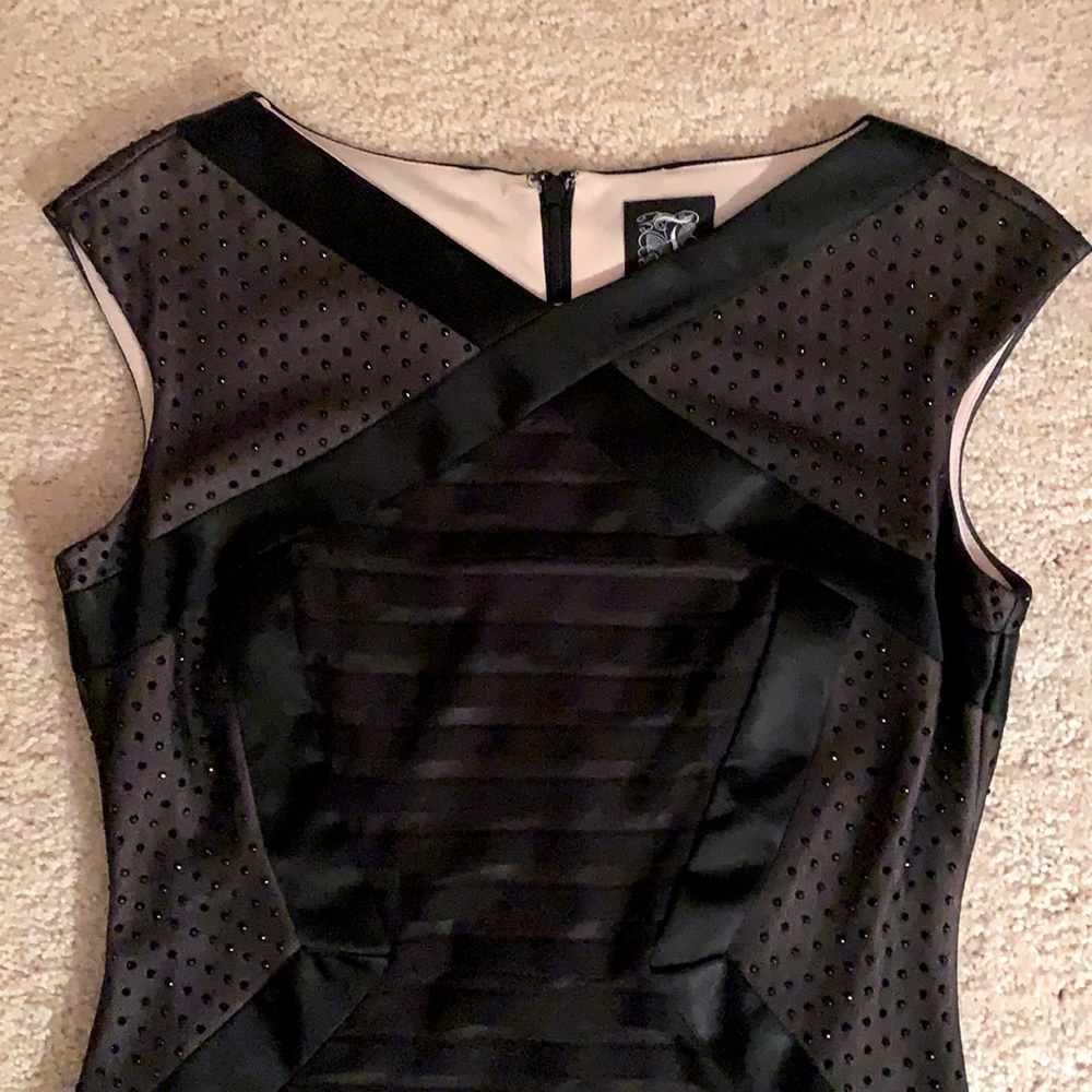 JAX Black Beaded and Pleated Cocktail Dress.